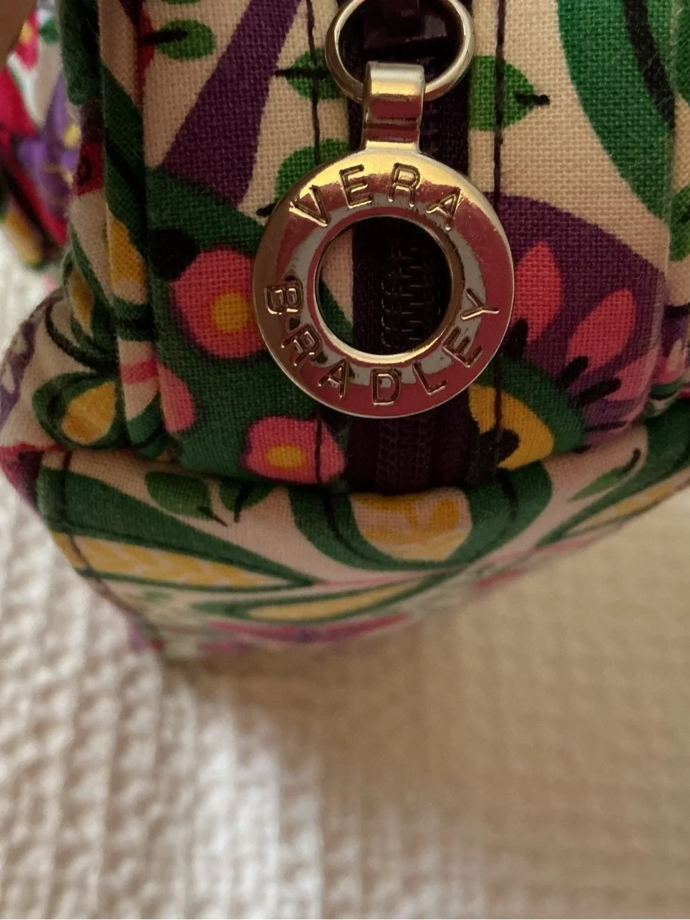 Vera Bradley Quilted Floral Cosmetic Pouch in Purple, Pink, Green & Yellow